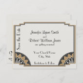 Art Deco Gold Posh Save the Date Postcard (Front/Back)