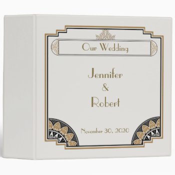 Art Deco Gold Posh Wedding Binder by NoteableExpressions at Zazzle