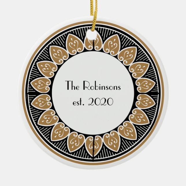 Art Deco Gold Posh Wedding Ceramic Ornament (Front)