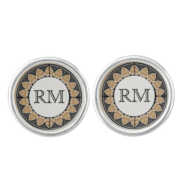 Art Deco Gold Posh Wedding Cuff Links (Front)