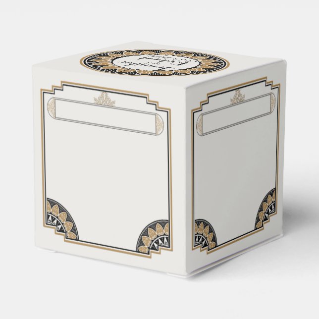 Art Deco Gold Posh Wedding Favor Box (Back Side)