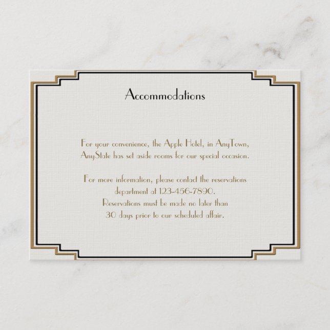 Art Deco Gold Posh Wedding Insert (Front)