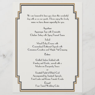 Art Deco Gold Posh Wedding Menu