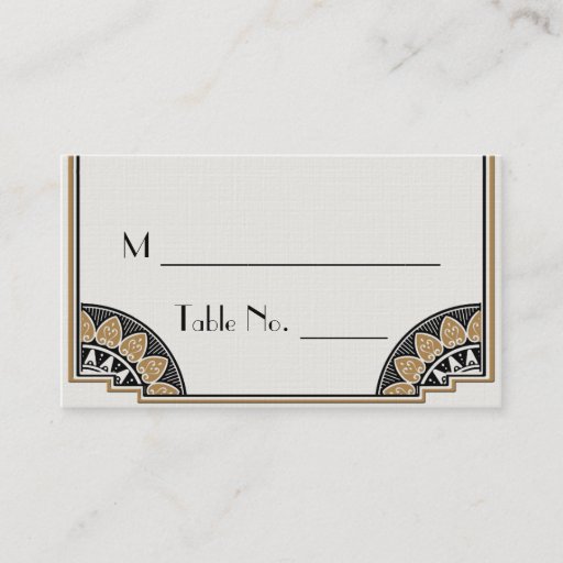 Customizable Art Deco Gold Posh Wedding Place Cards Business Card