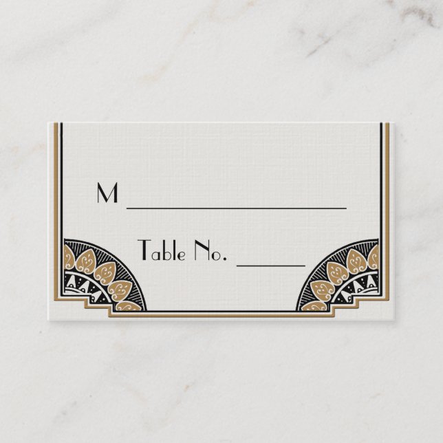 Art Deco Gold Posh Wedding Place Cards (Front)