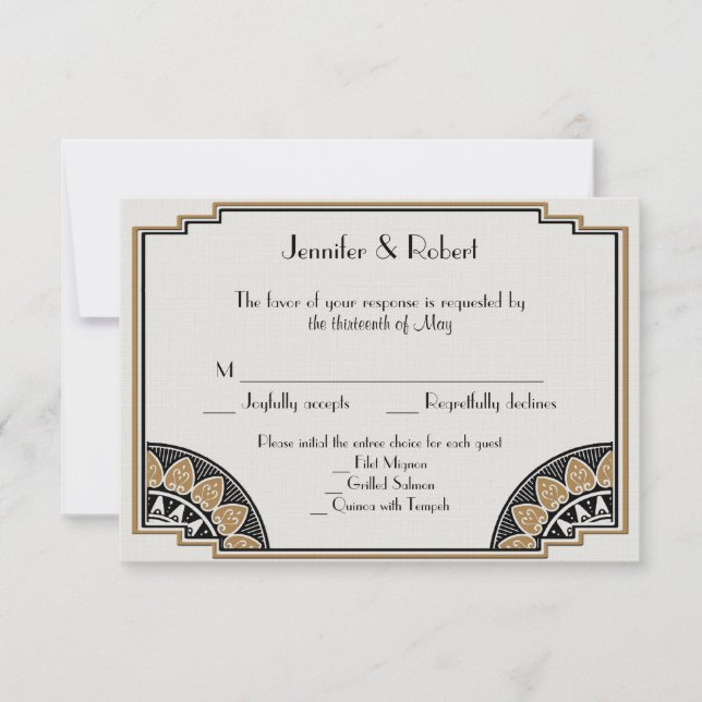 Art Deco Gold Posh Wedding Response Card (Front)