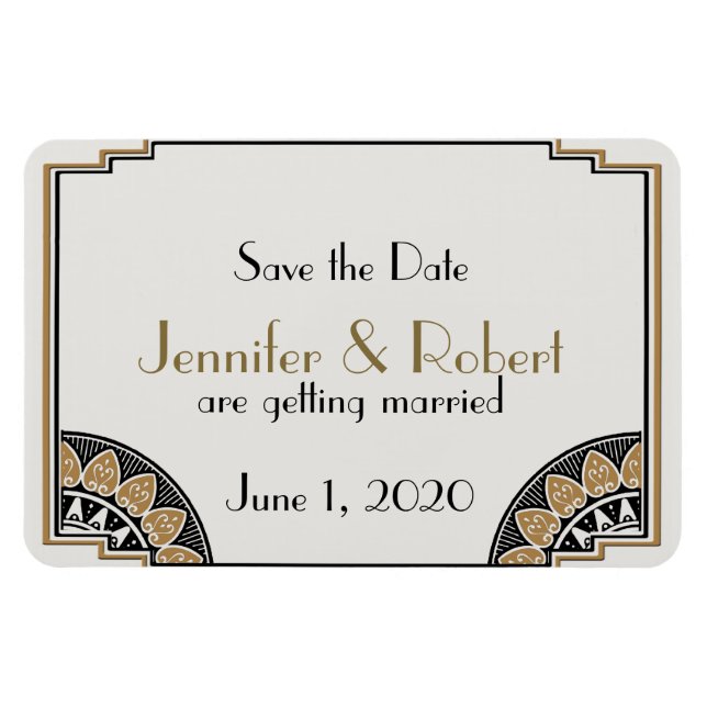 Art Deco Gold Posh Wedding Save the Date Magnet (Horizontal)