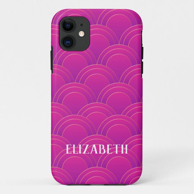 Art Deco Gold Purple Name Personalized Case-Mate iPhone Case (Back)
