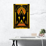Art Deco Gold Red Black Artwork Poster<br><div class="desc">Art Deco Jugendstil design featuring a symmetrical frame and the use of simple, geometric shapes and clean lines. This creates a sense of balance and harmony in the artwork, with each element working together to create a cohesive whole. Rendered using state-of-the-art technology, it is a modern take on a classic...</div>