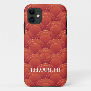 Art Deco Gold Red Name Personalized iPhone 11 Case
