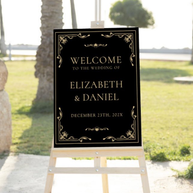Art Deco Gold Retro Black Welcome Sign (Creator Uploaded)