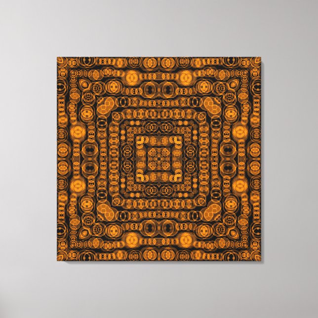 Art Deco Gold Retro Squares Abstract Art Canvas Print (Front)