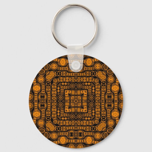 Art Deco Gold Retro Squares Abstract Art Keychain (Front)