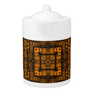 Art Deco Gold Retro Squares Abstract Art Teapot