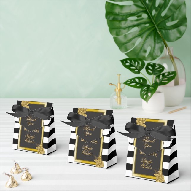 Art Deco Gold Roses, Stripes Wedding Favor Boxes (Multiple)