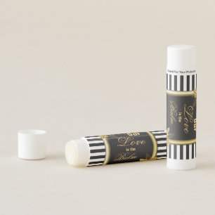 Art Deco Gold Roses, Stripes Wedding Lip Balm