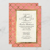 Art Deco Gold Scalloped Shell Bridal Shower Party Invitation (Front/Back)