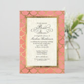 Art Deco Gold Scalloped Shell Bridal Shower Party Invitation (Standing Front)