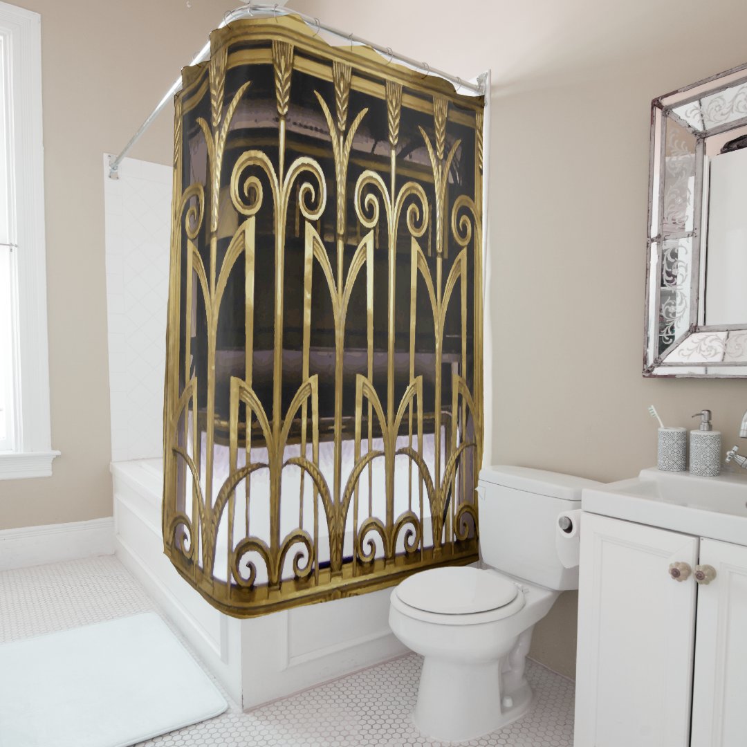 Art Deco Gold Shower Curtain Zazzle