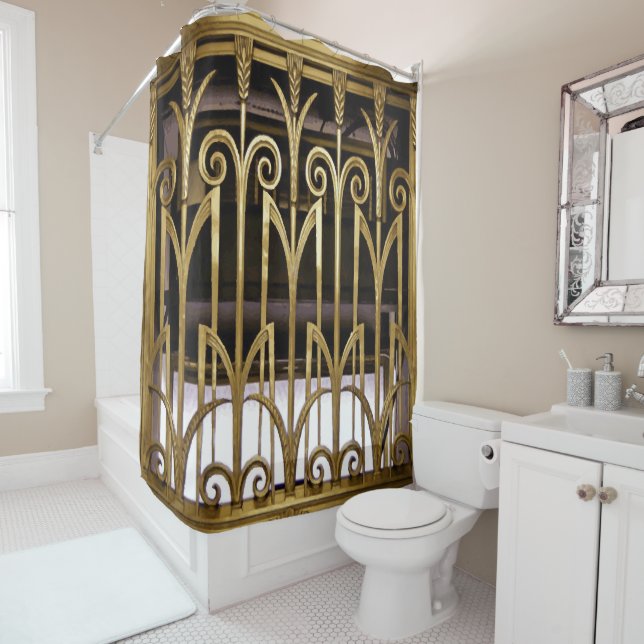 Art Deco Gold Shower Curtain (In Situ)