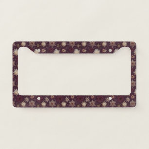 Art Deco Gold Snowflakes Burgundy Glam Floral License Plate Frame