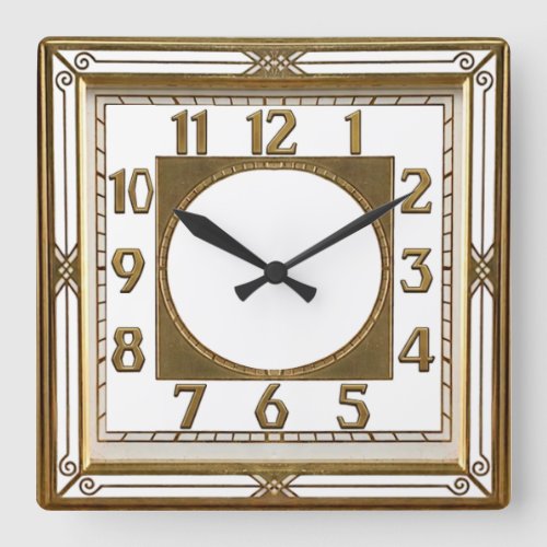 Art Deco Gold Square Wall Clock