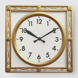 Art Deco Gold Square Wall Clock