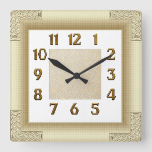 Art Deco Gold Square Wall Clock