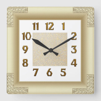 Art Deco Gold Square Wall Clock