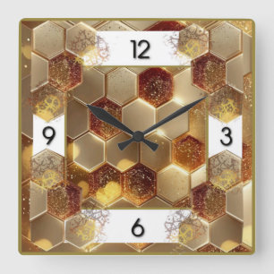 Art Deco Gold Square Wall Clock