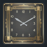 Art Deco Gold Square Wall Clock<br><div class="desc">Great clock design. You will love it like others. Be free to use this design for other product you like or to customize and add your text. Follow me for more. Thank you. Have a nice day.</div>