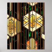 Art Deco Gold Stained Glass Artwork Poster | Zazzle