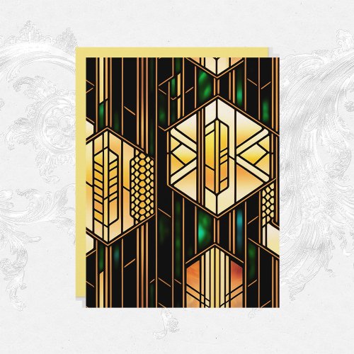 Art Deco Gold Stained Glass Scrapbook Paper