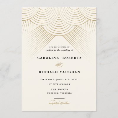 Art Deco Gold String Lights Wedding Invitation