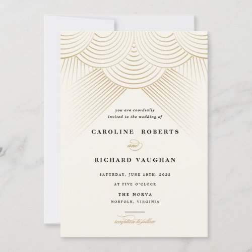 Art Deco Gold String Lights Wedding Invitation