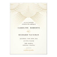 Art Deco Gold String Lights Wedding Invitation