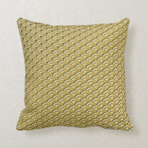 Art Deco Gold Wave Pattern Throw Pillow