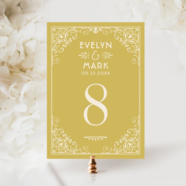 Art Deco Gold Wedding Table Number Card (Creator Uploaded)