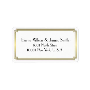 Art Deco Gold White Address Labels