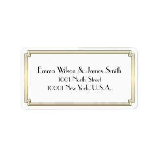 Art Deco Gold White Address Labels
