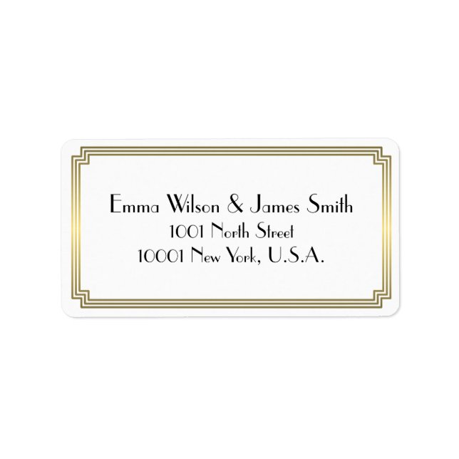 Art Deco Gold White Address Labels (Front)