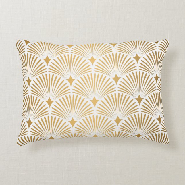 Art Deco: Gold-White Elegance. Accent Pillow (Front)