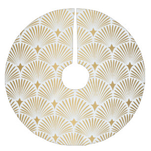 Art Deco: Gold-White Elegance. Brushed Polyester Tree Skirt