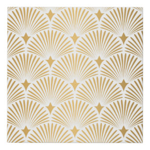 Art Deco: Gold-White Elegance. Faux Canvas Print