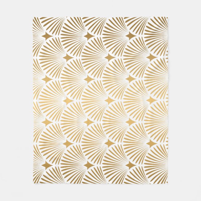 Art Deco: Gold-White Elegance. Fleece Blanket (Front)