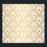 Art Deco: Gold-White Elegance. Poster<br><div class="desc">Art Deco Pattern. Seamless white and gold background. Metallic shells or scales lace ornament. Minimalistic geometric design. Vintage lines. 1920-30s motifs. Luxury vintage wedding decoration Roaring 20s Art: Metallic Shells and Geometric decor. Art Deco Elegance: Metallic Shells and Vintage Lines. pattern, deco, gold, geometric, seamless, background, texture, steampunk, fan, leaves,...</div>