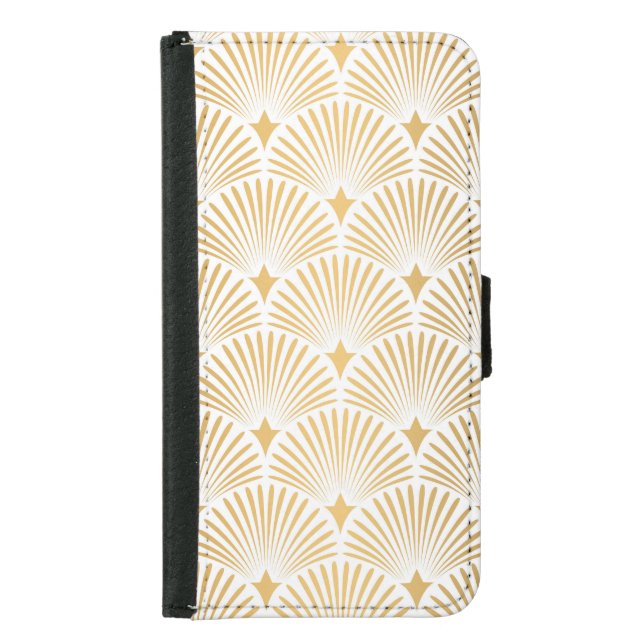 Art Deco: Gold-White Elegance. Samsung Galaxy Wallet Case (Front)