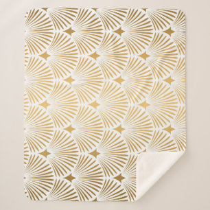 Art Deco: Gold-White Elegance. Sherpa Blanket