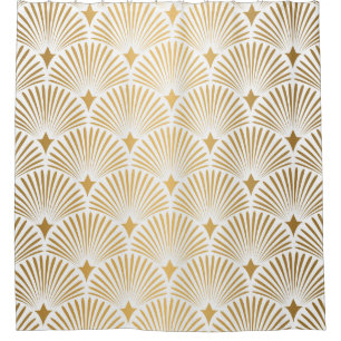 Art Deco: Gold-White Elegance. Shower Curtain