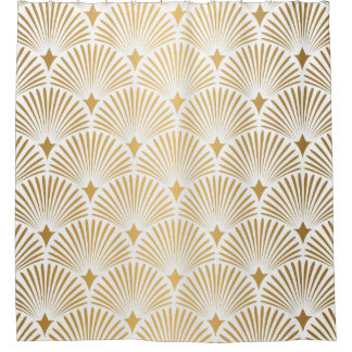 Art Deco: Gold-White Elegance. Shower Curtain